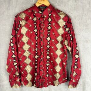 Lauren Ralph Lauren Petite Red Southwestern Geometric Shirt PL
